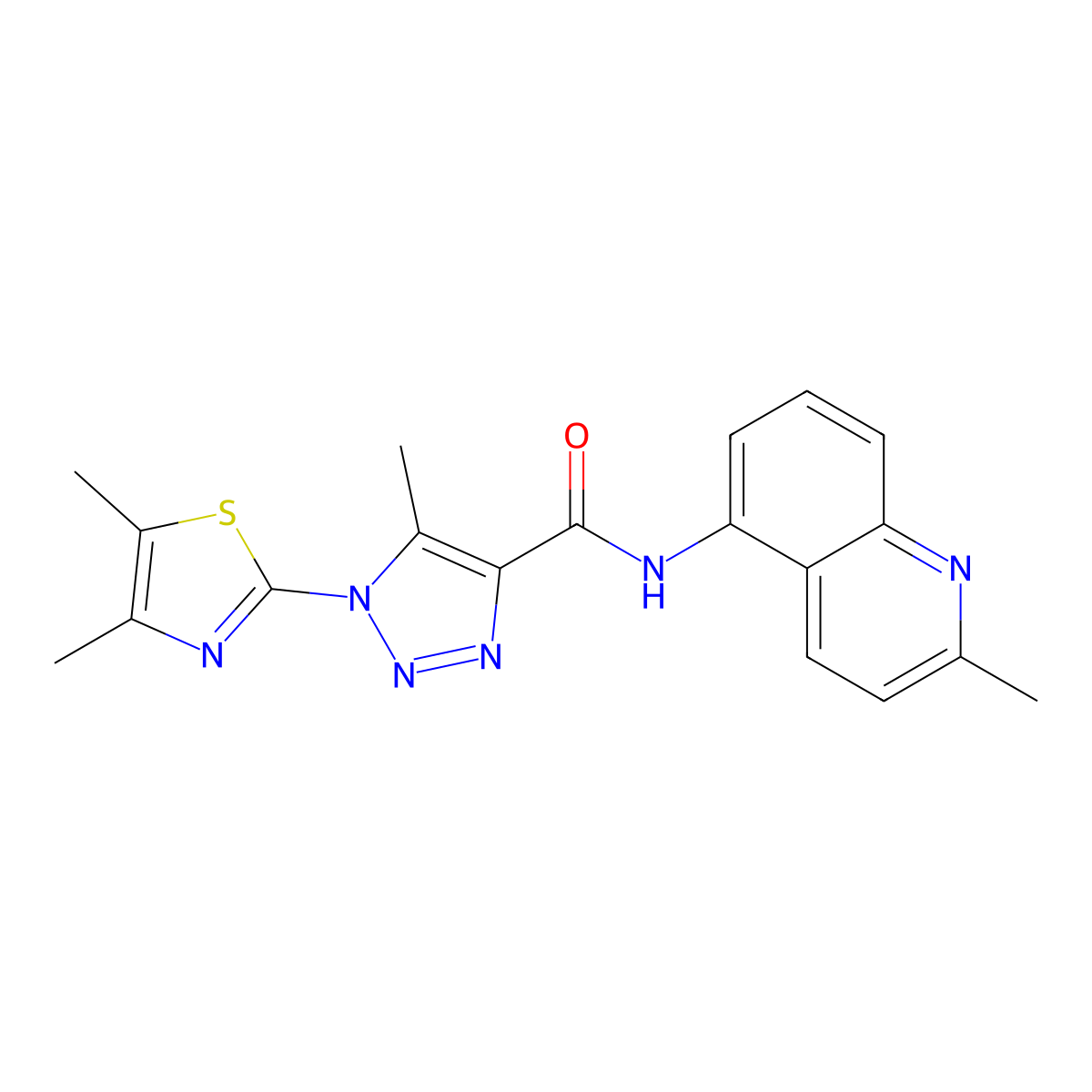 1-(4,5-dimethylthiazol-2-yl)-5-methyl-N-(2-methylquinolin-5-yl)-1H-1,2,3-triazole-4-carboxamide molecular structure, CAS 1251564-57-4