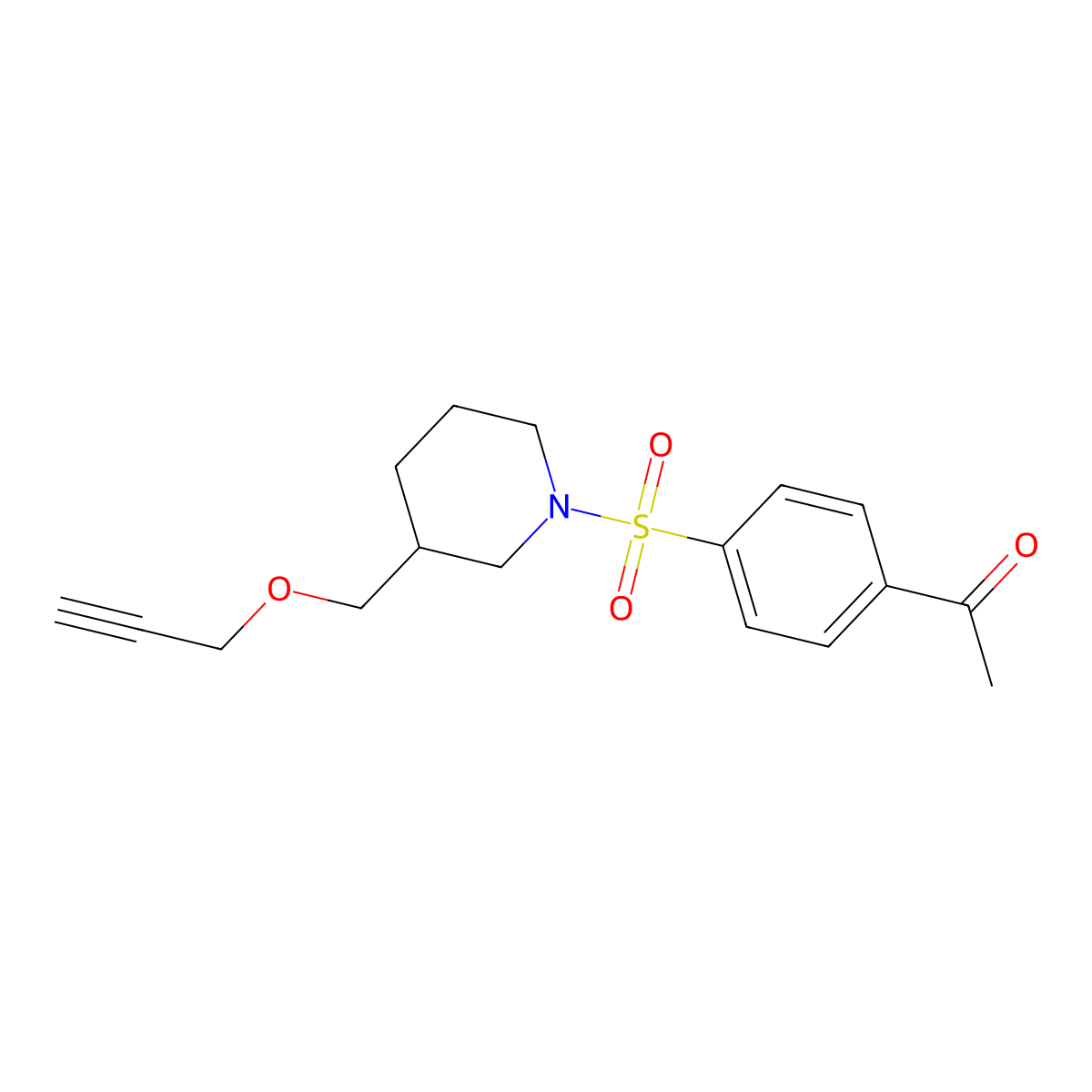 1-(4-((3-((Prop-2-yn-1-yloxy)methyl)piperidin-1-yl)sulfonyl)phenyl)ethanone molecular structure, CAS 1251564-60-9