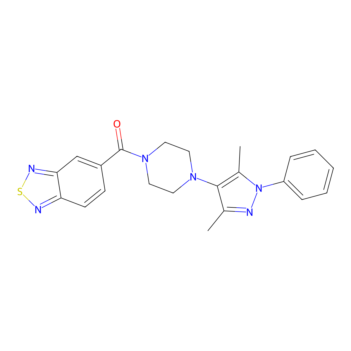 benzo[c][1,2,5]thiadiazol-5-yl(4-(3,5-dimethyl-1-phenyl-1H-pyrazol-4-yl)piperazin-1-yl)methanone molecular structure, CAS 1251564-66-5