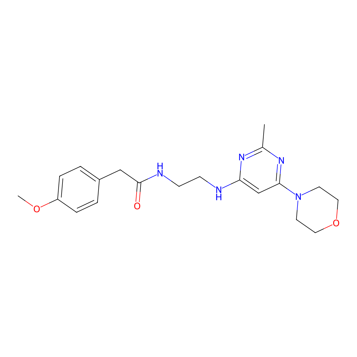 2-(4-methoxyphenyl)-N-(2-((2-methyl-6-morpholinopyrimidin-4-yl)amino)ethyl)acetamide molecular structure, CAS 1251564-73-4