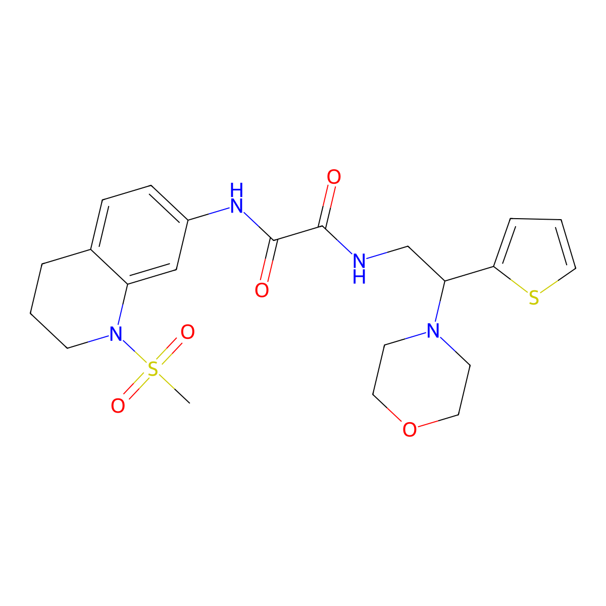 N1-(1-(methylsulfonyl)-1,2,3,4-tetrahydroquinolin-7-yl)-N2-(2-morpholino-2-(thiophen-2-yl)ethyl)oxalamide molecular structure, CAS 1251564-79-0