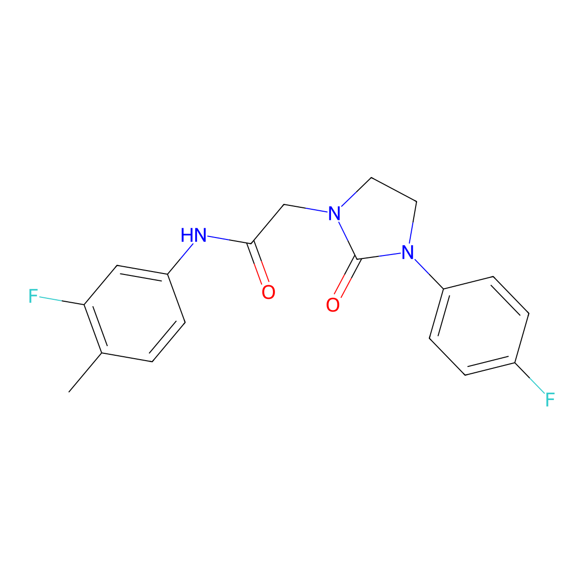 N-(3-fluoro-4-methylphenyl)-2-[3-(4-fluorophenyl)-2-oxoimidazolidin-1-yl]acetamide molecular structure, CAS 1251564-85-8