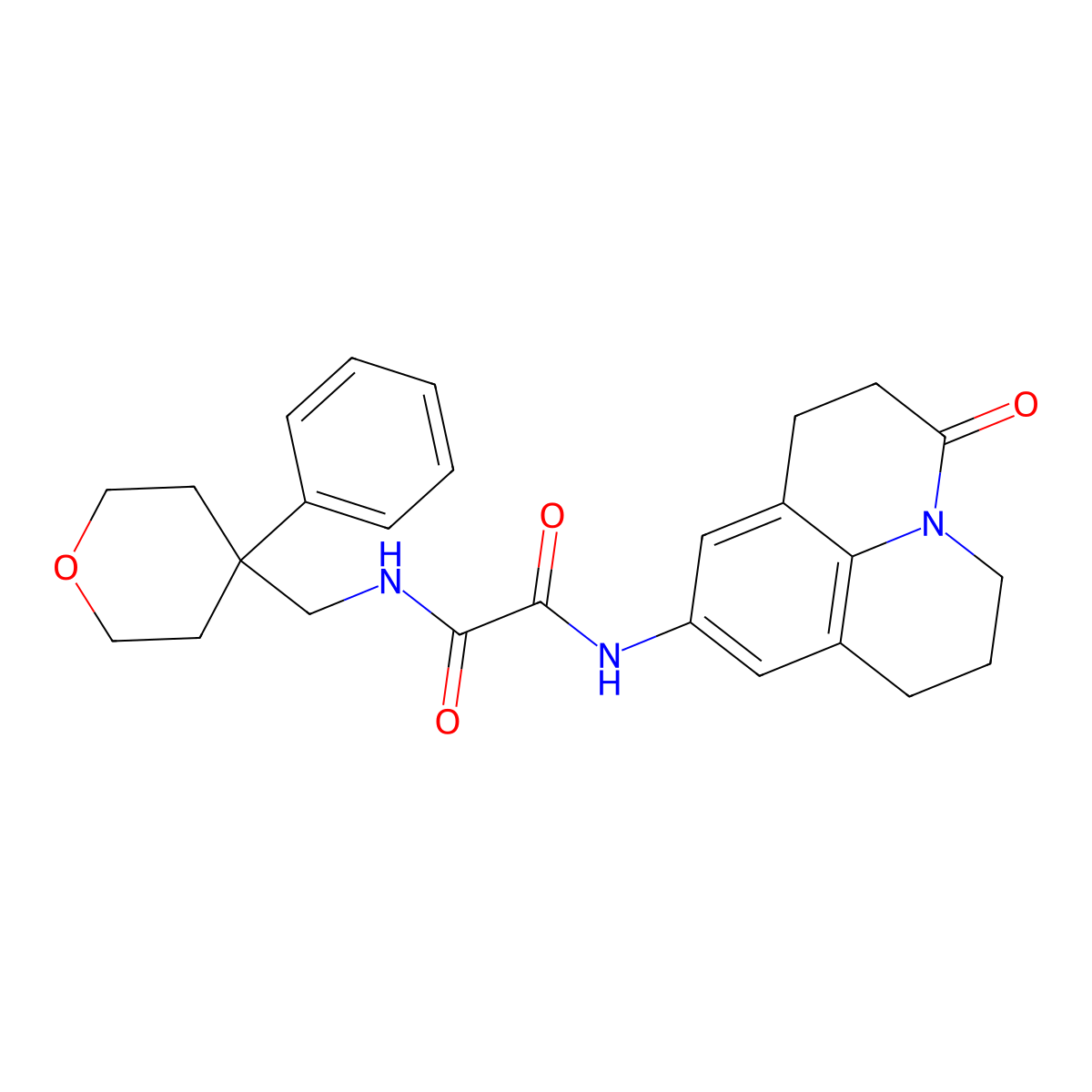 N-{2-oxo-1-azatricyclo[7.3.1.0^{5,13}]trideca-5,7,9(13)-trien-7-yl}-N'-[(4-phenyloxan-4-yl)methyl]ethanediamide molecular structure, CAS 1251564-90-5