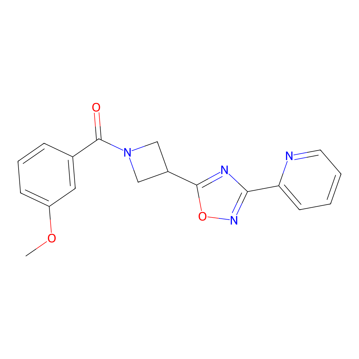 (3-Methoxyphenyl)(3-(3-(pyridin-2-yl)-1,2,4-oxadiazol-5-yl)azetidin-1-yl)methanone molecular structure, CAS 1251564-92-7