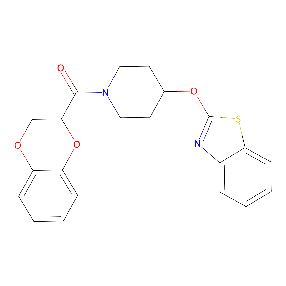 (4-(Benzo[d]thiazol-2-yloxy)piperidin-1-yl)(2,3-dihydrobenzo[b][1,4]dioxin-2-yl)methanone molecular structure, CAS 1251564-93-8