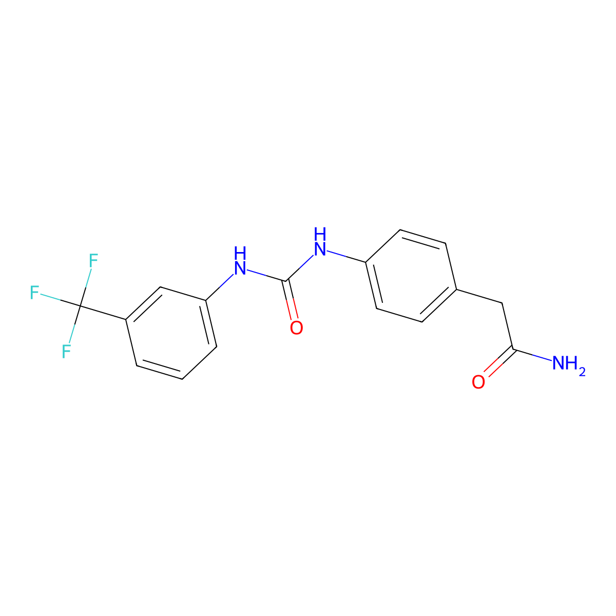 2-(4-(3-(3-(Trifluoromethyl)phenyl)ureido)phenyl)acetamide molecular structure, CAS 1251564-95-0