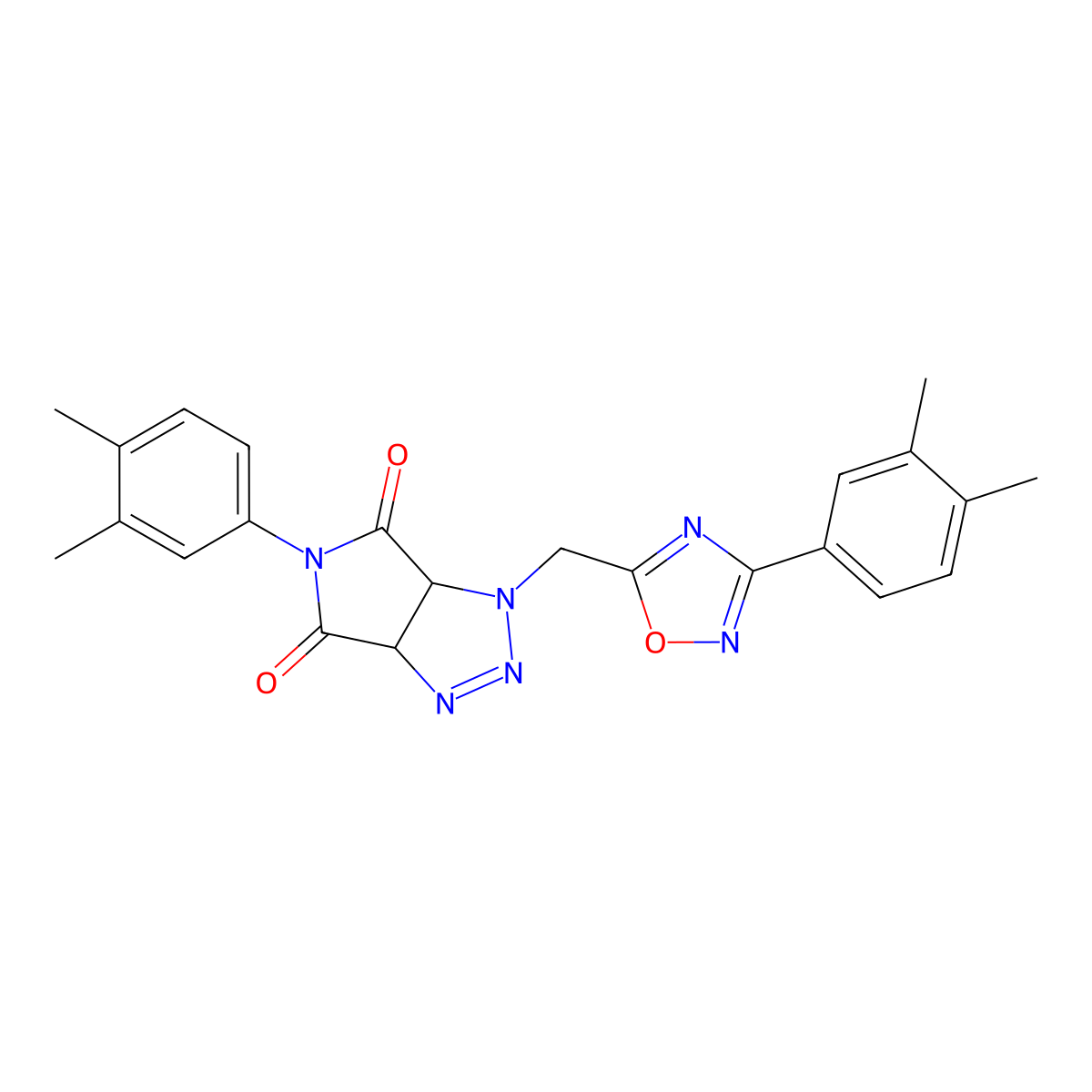 5-(3,4-dimethylphenyl)-1-((3-(3,4-dimethylphenyl)-1,2,4-oxadiazol-5-yl)methyl)-1,6a-dihydropyrrolo[3,4-d][1,2,3]triazole-4,6(3aH,5H)-dione molecular structure, CAS 1251565-08-8
