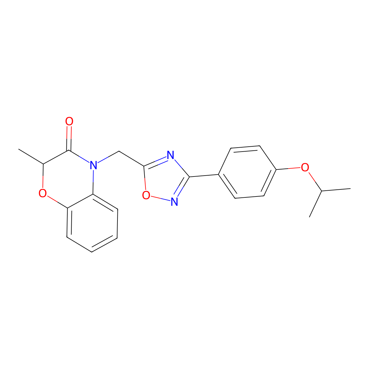 4-((3-(4-isopropoxyphenyl)-1,2,4-oxadiazol-5-yl)methyl)-2-methyl-2H-benzo[b][1,4]oxazin-3(4H)-one molecular structure, CAS 1251565-18-0
