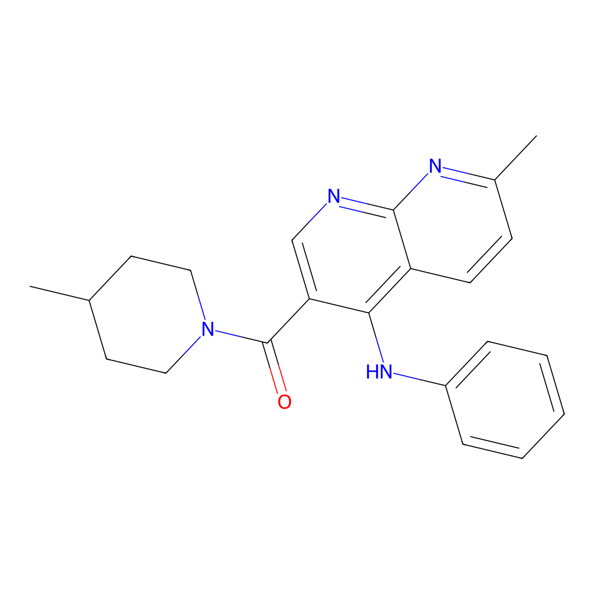 7-methyl-3-(4-methylpiperidine-1-carbonyl)-N-phenyl-1,8-naphthyridin-4-amine molecular structure, CAS 1251565-21-5