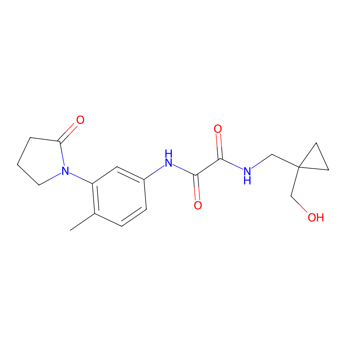 N1-((1-(hydroxymethyl)cyclopropyl)methyl)-N2-(4-methyl-3-(2-oxopyrrolidin-1-yl)phenyl)oxalamide molecular structure, CAS 1251565-31-7