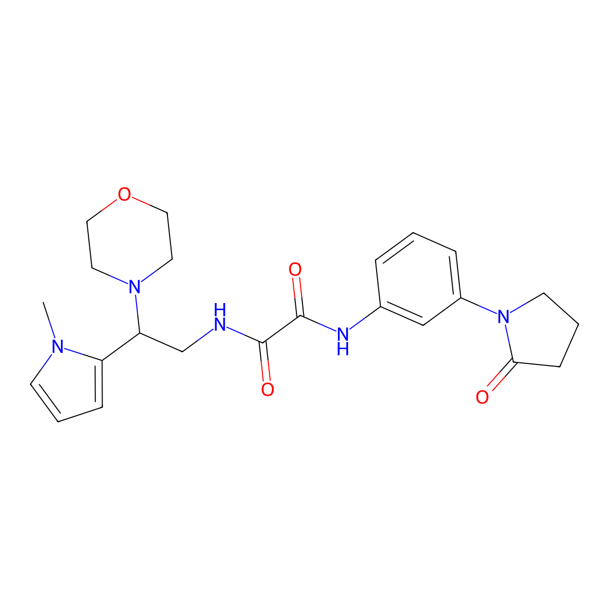 N1-(2-(1-methyl-1H-pyrrol-2-yl)-2-morpholinoethyl)-N2-(3-(2-oxopyrrolidin-1-yl)phenyl)oxalamide molecular structure, CAS 1251565-38-4