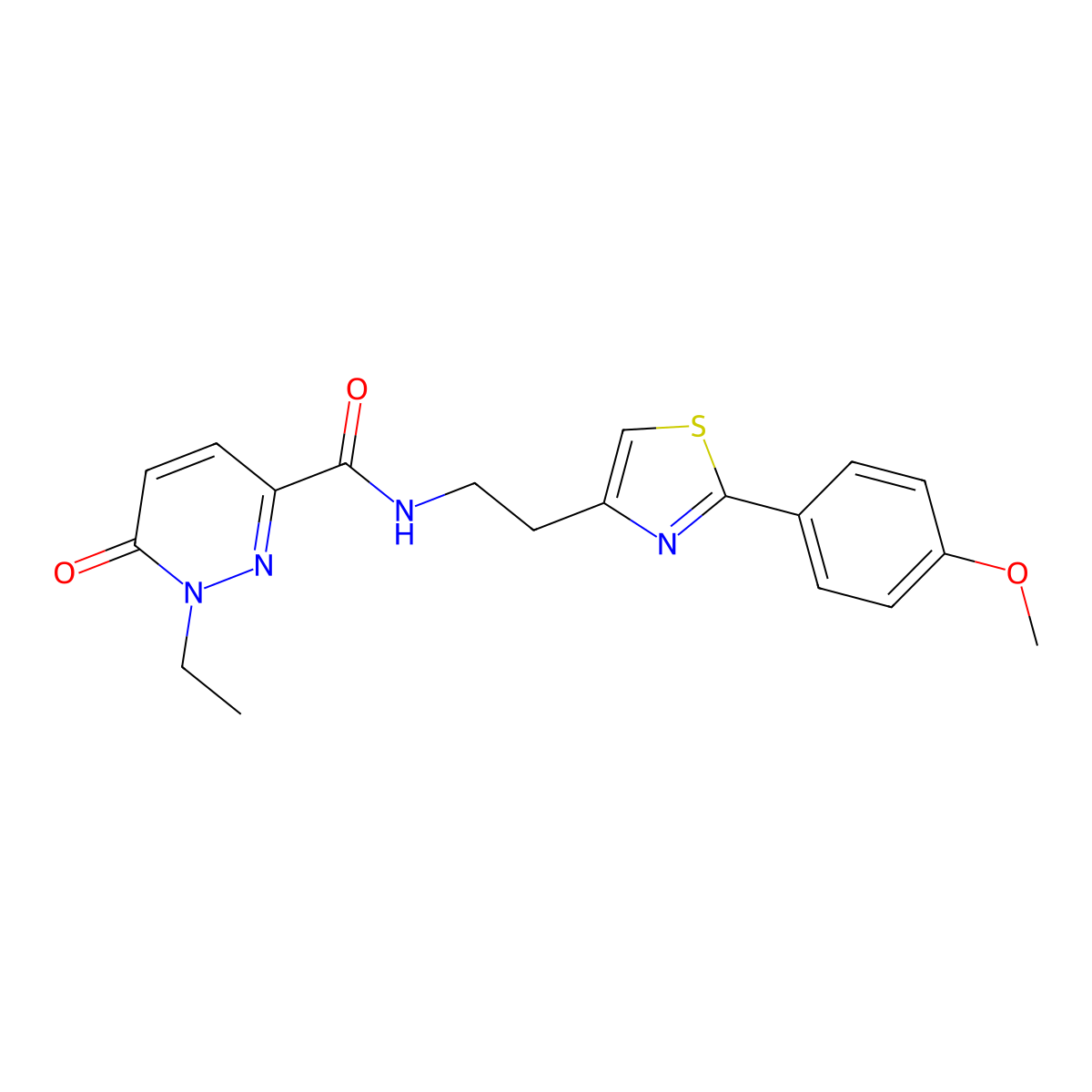 1-ethyl-N-(2-(2-(4-methoxyphenyl)thiazol-4-yl)ethyl)-6-oxo-1,6-dihydropyridazine-3-carboxamide molecular structure, CAS 1251565-40-8