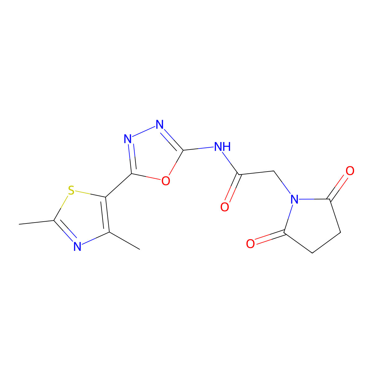 N-(5-(2,4-dimethylthiazol-5-yl)-1,3,4-oxadiazol-2-yl)-2-(2,5-dioxopyrrolidin-1-yl)acetamide molecular structure, CAS 1251565-45-3