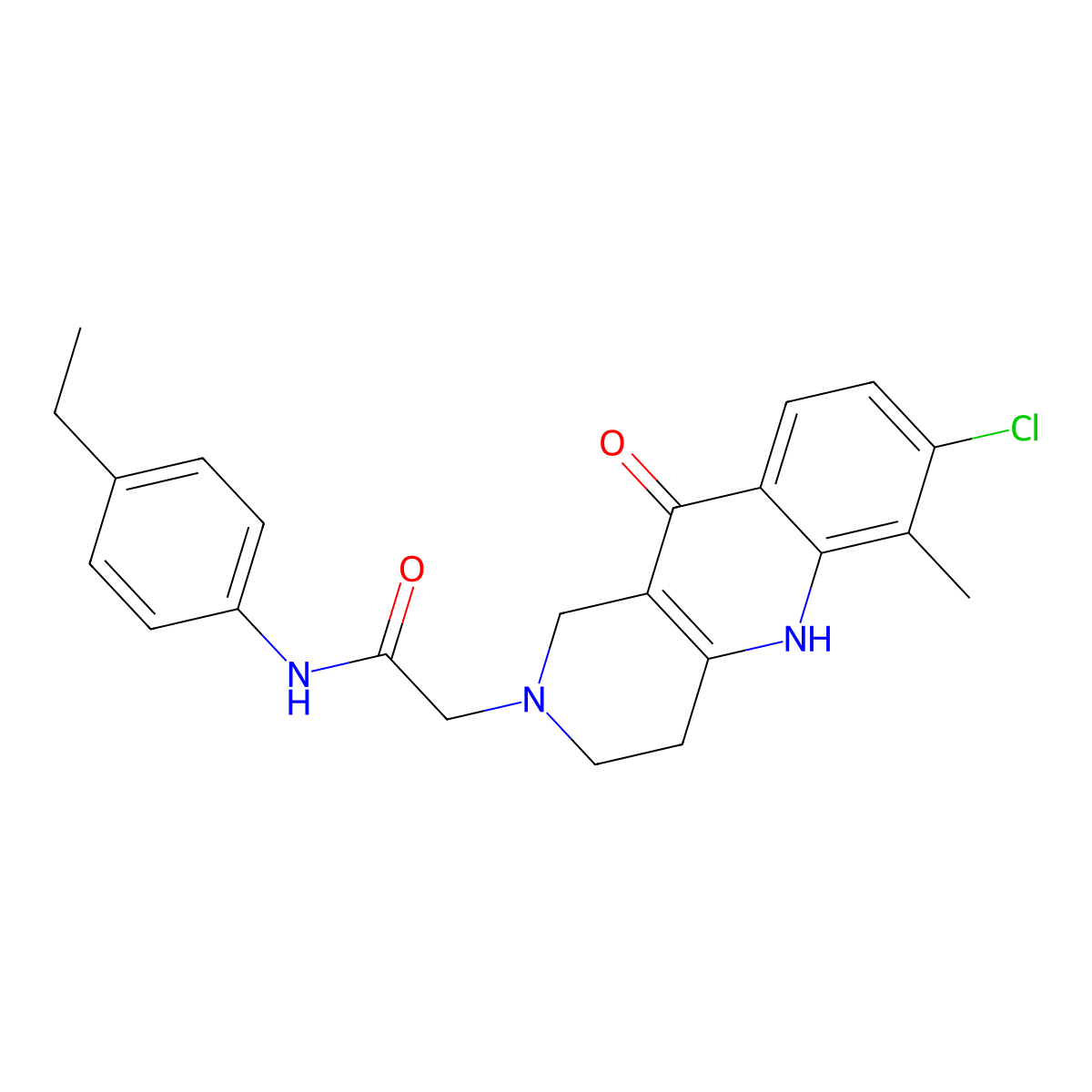 2-(7-chloro-6-methyl-10-oxo-3,4-dihydrobenzo[b][1,6]naphthyridin-2(1H,5H,10H)-yl)-N-(4-ethylphenyl)acetamide molecular structure, CAS 1251565-54-4