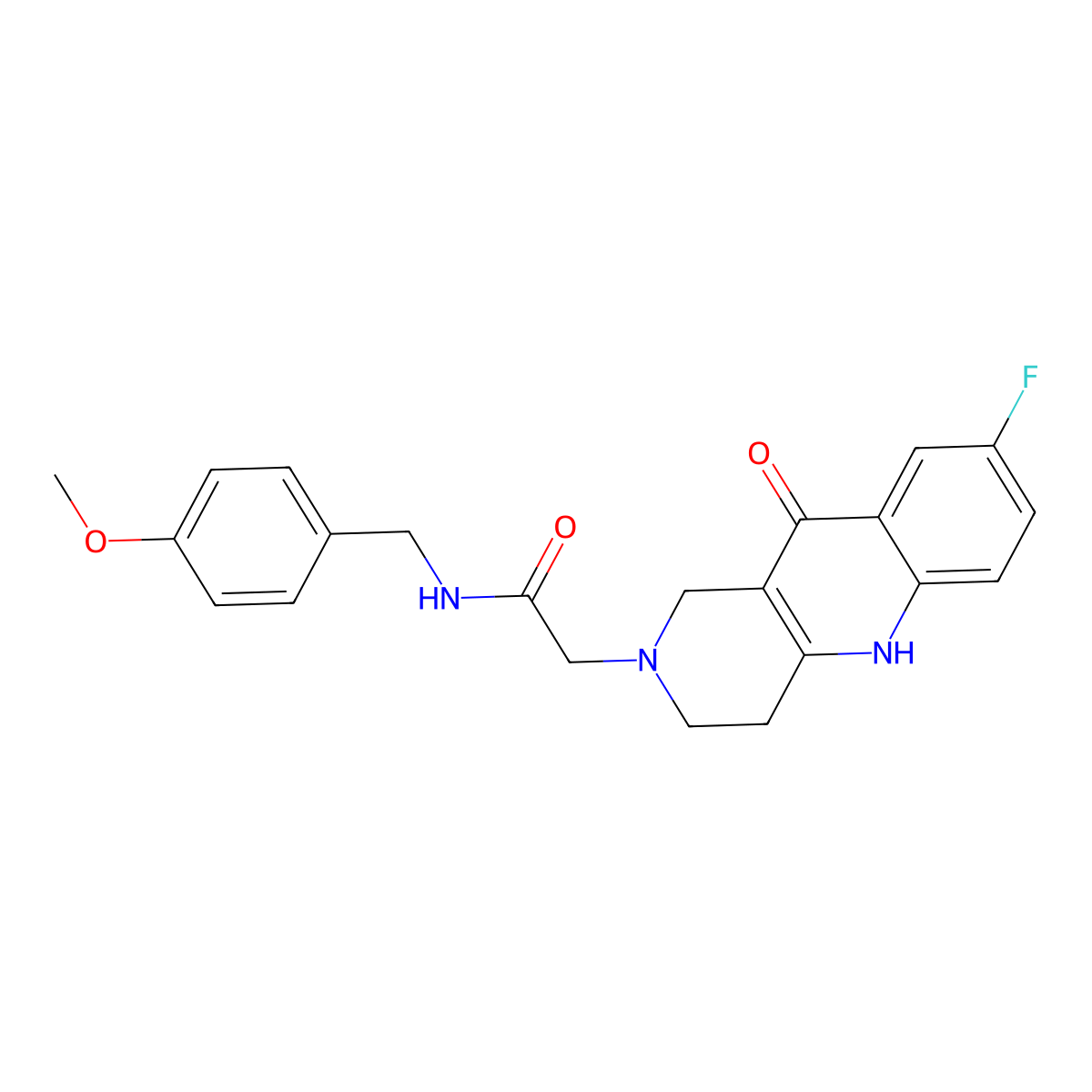 2-(8-fluoro-10-oxo-3,4-dihydrobenzo[b][1,6]naphthyridin-2(1H,5H,10H)-yl)-N-(4-methoxybenzyl)acetamide molecular structure, CAS 1251565-69-1