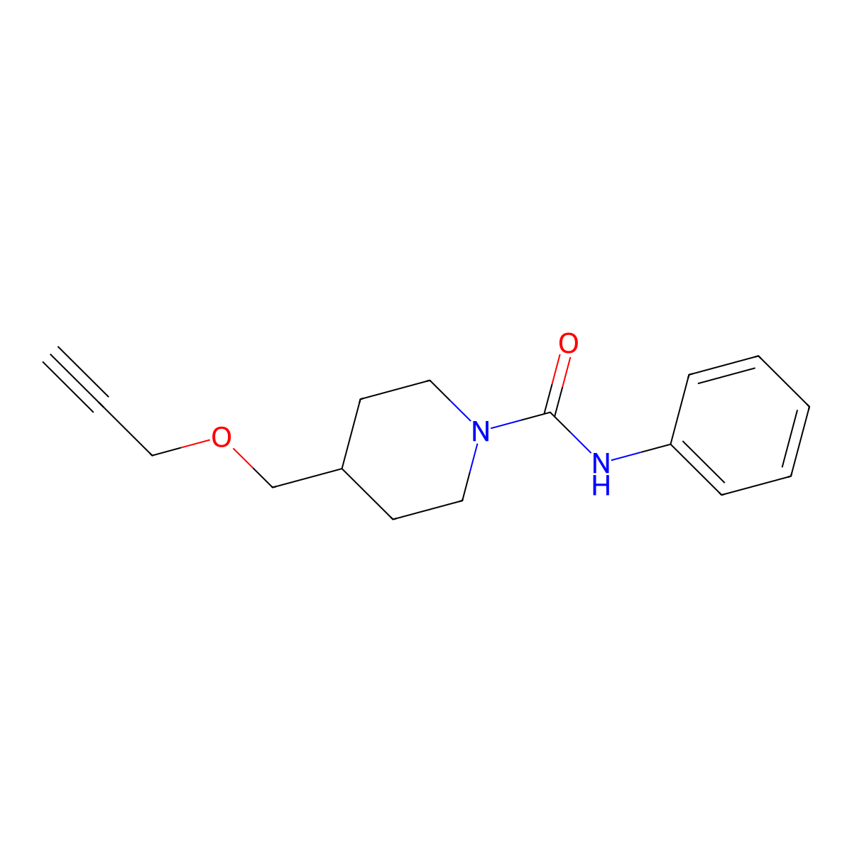 N-phenyl-4-((prop-2-yn-1-yloxy)methyl)piperidine-1-carboxamide molecular structure, CAS 1251565-77-1