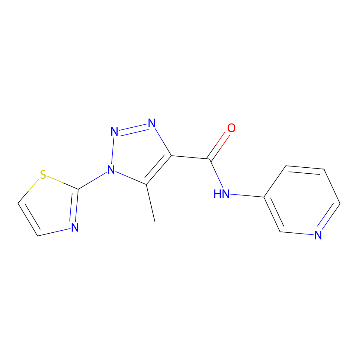 5-methyl-N-(pyridin-3-yl)-1-(thiazol-2-yl)-1H-1,2,3-triazole-4-carboxamide molecular structure, CAS 1251565-78-2