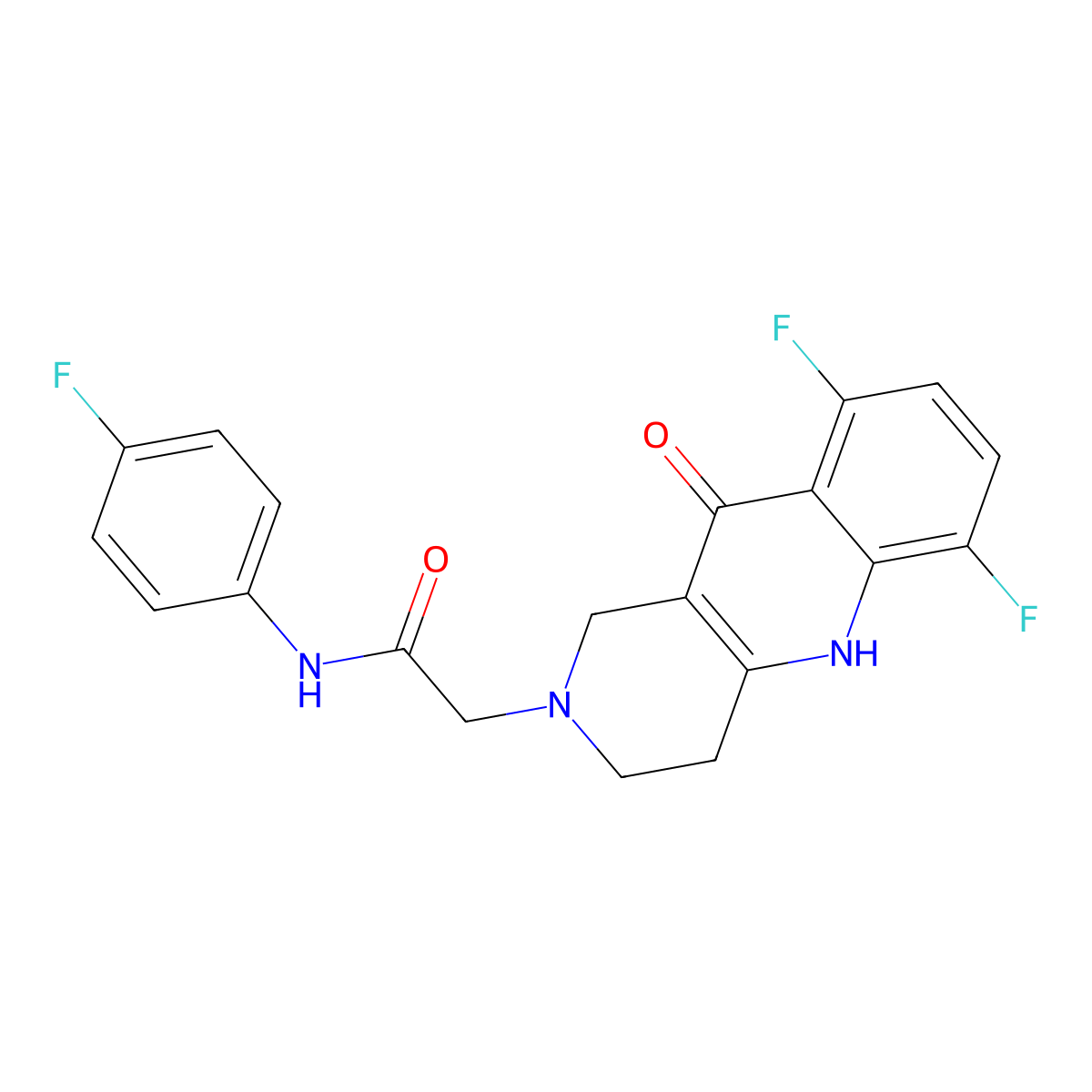 2-(6,9-difluoro-10-oxo-3,4-dihydrobenzo[b][1,6]naphthyridin-2(1H,5H,10H)-yl)-N-(4-fluorophenyl)acetamide molecular structure, CAS 1251565-79-3