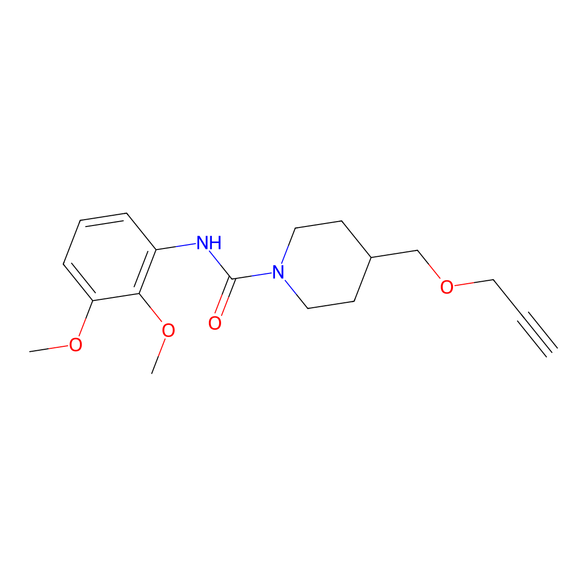 N-(2,3-dimethoxyphenyl)-4-((prop-2-yn-1-yloxy)methyl)piperidine-1-carboxamide molecular structure, CAS 1251565-83-9