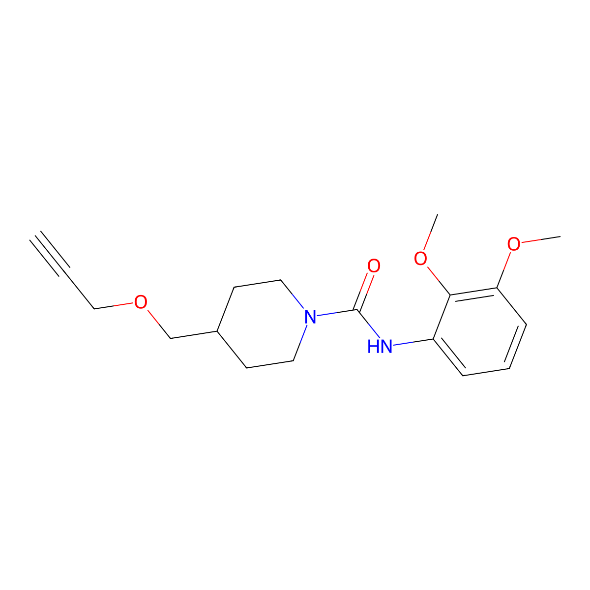 N-(2,3-dimethoxyphenyl)-4-((prop-2-yn-1-yloxy)methyl)piperidine-1-carboxamide molecular structure, CAS 1251565-83-9