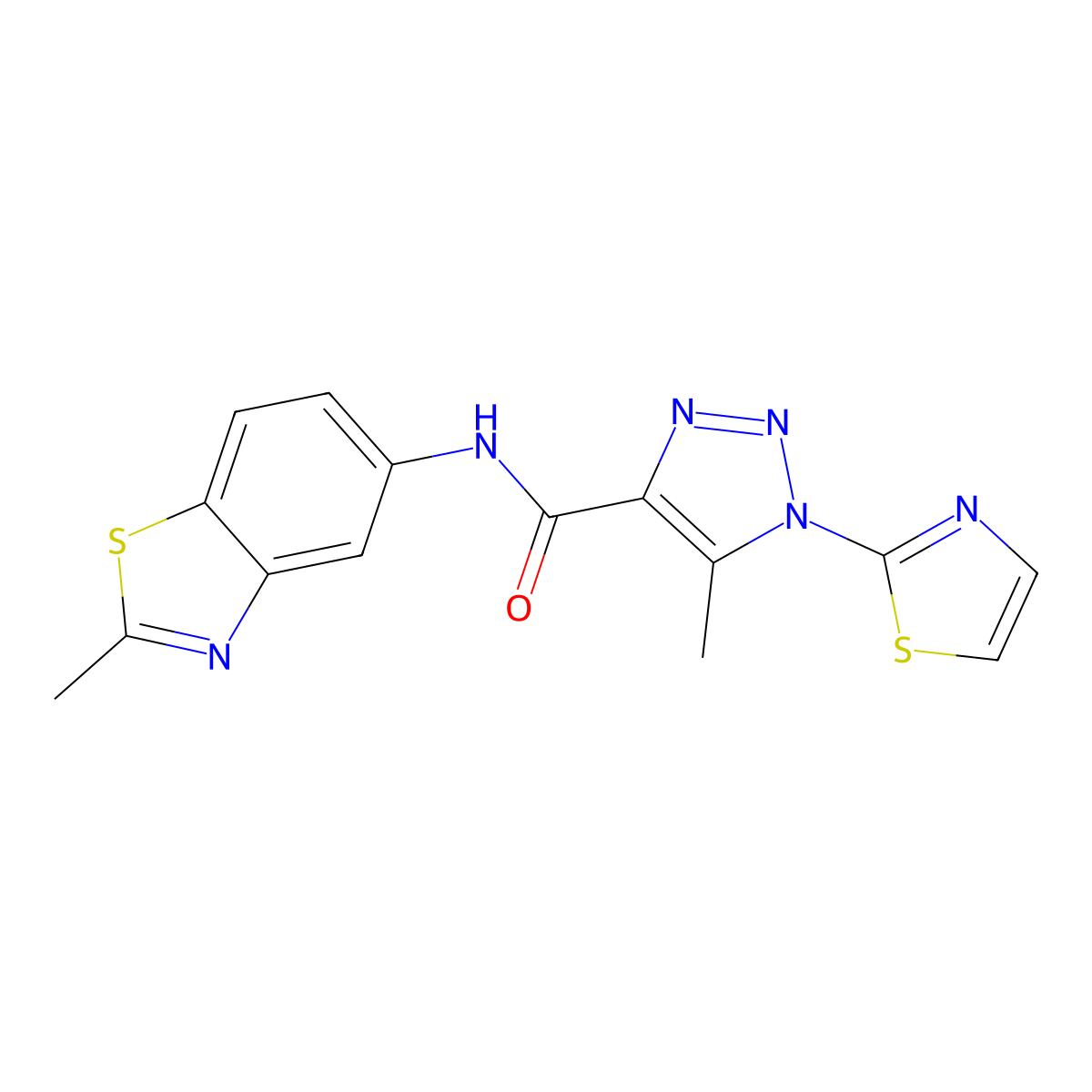5-methyl-N-(2-methylbenzo[d]thiazol-5-yl)-1-(thiazol-2-yl)-1H-1,2,3-triazole-4-carboxamide molecular structure, CAS 1251565-85-1