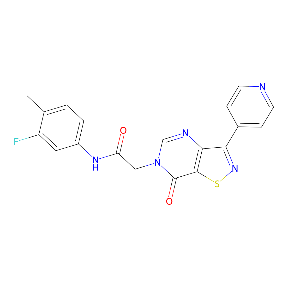 N-(3-fluoro-4-methylphenyl)-2-(7-oxo-3-(pyridin-4-yl)isothiazolo[4,5-d]pyrimidin-6(7H)-yl)acetamide molecular structure, CAS 1251566-01-4