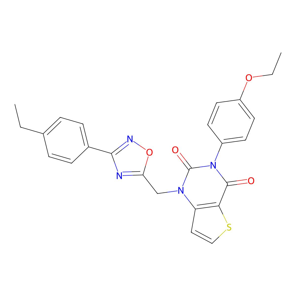 3-(4-ethoxyphenyl)-1-((3-(4-ethylphenyl)-1,2,4-oxadiazol-5-yl)methyl)thieno[3,2-d]pyrimidine-2,4(1H,3H)-dione molecular structure, CAS 1251566-06-9