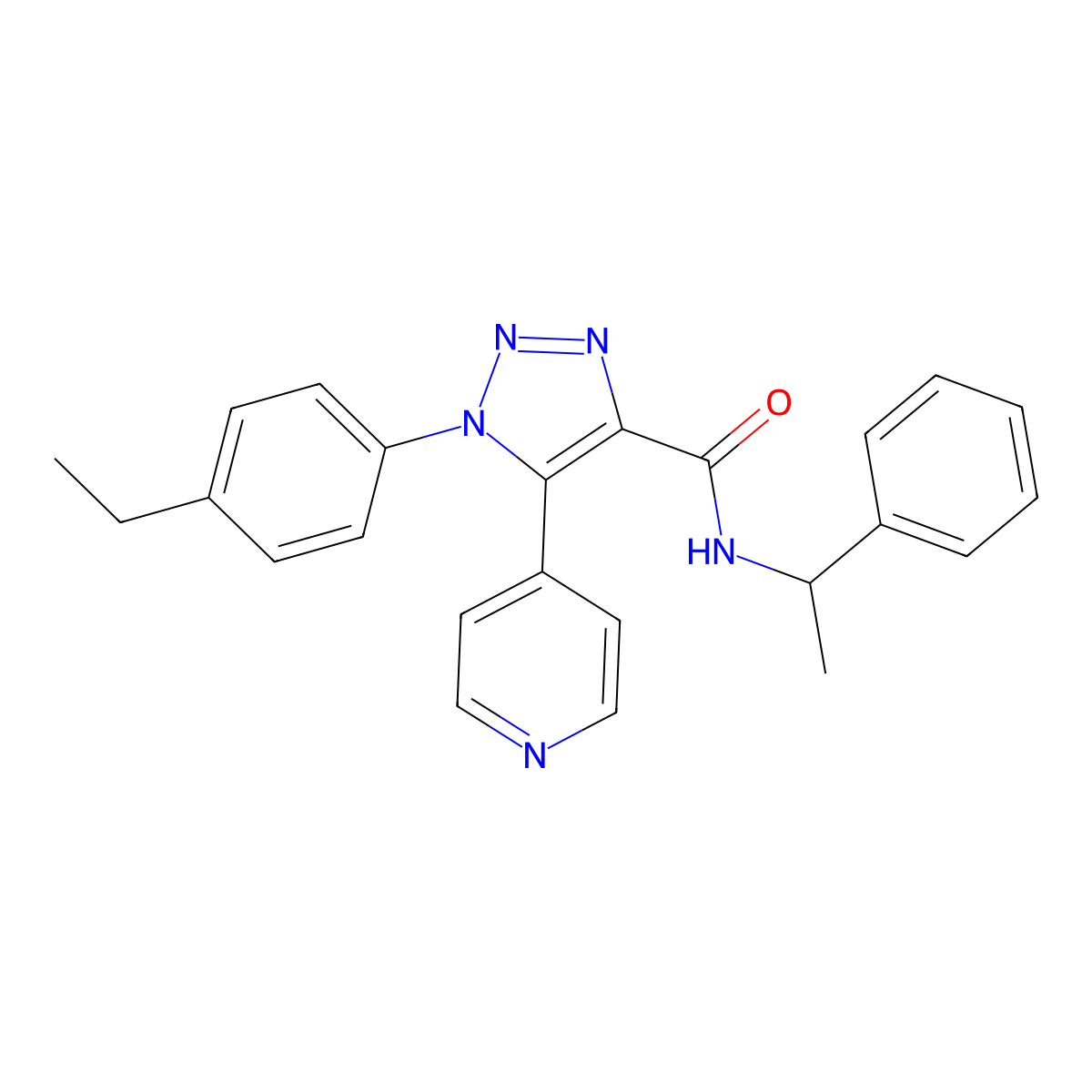 1-(4-ethylphenyl)-N-(1-phenylethyl)-5-(pyridin-4-yl)-1H-1,2,3-triazole-4-carboxamide molecular structure, CAS 1251566-17-2