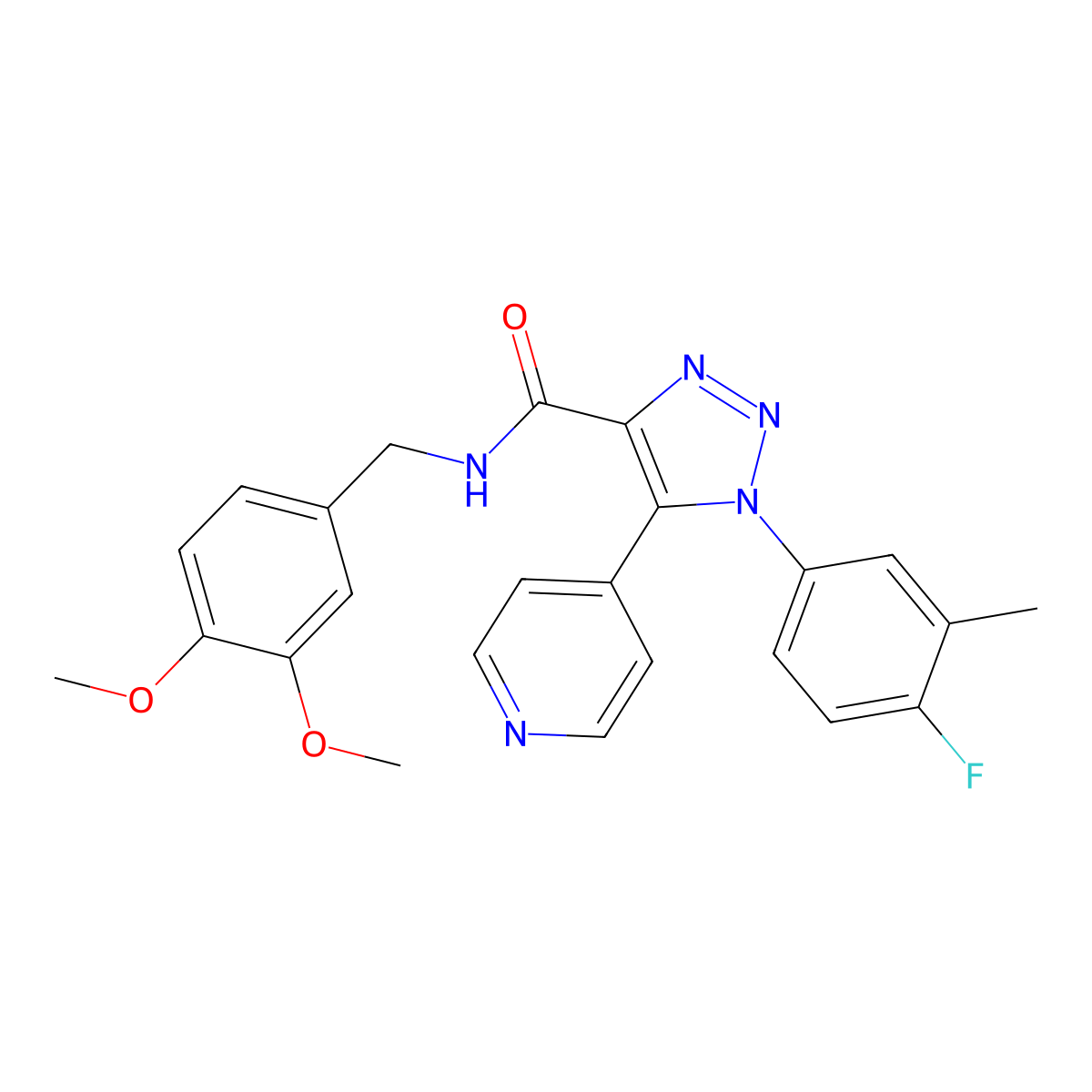 N-(3,4-dimethoxybenzyl)-1-(4-fluoro-3-methylphenyl)-5-(pyridin-4-yl)-1H-1,2,3-triazole-4-carboxamide molecular structure, CAS 1251566-19-4