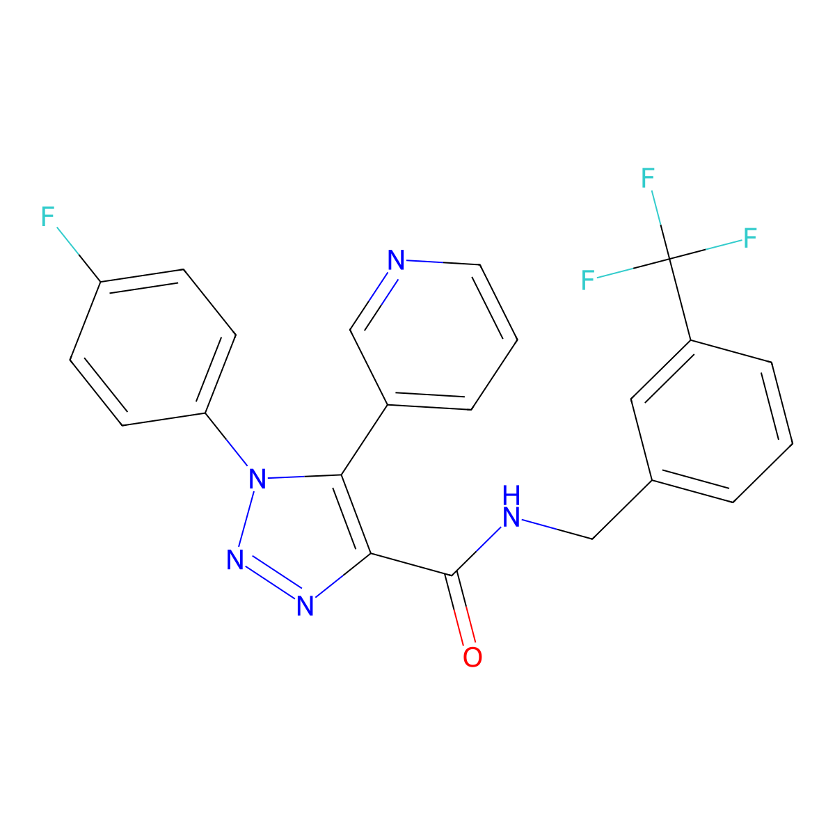 1-(4-fluorophenyl)-5-(pyridin-3-yl)-N-(3-(trifluoromethyl)benzyl)-1H-1,2,3-triazole-4-carboxamide molecular structure, CAS 1251566-27-4