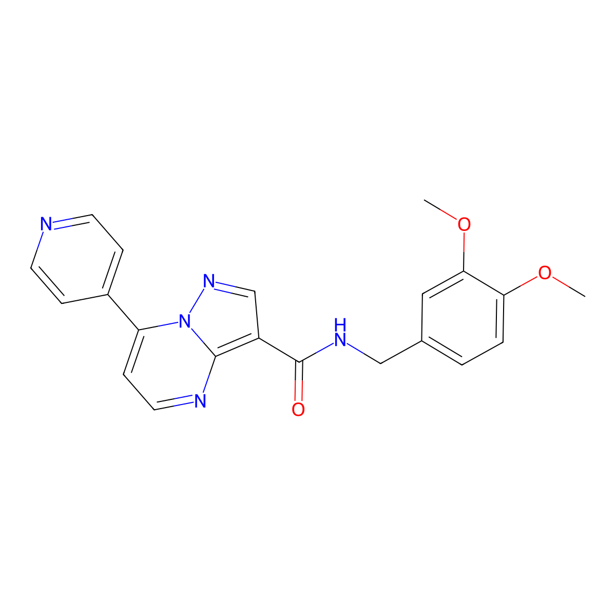 N-(3,4-dimethoxybenzyl)-7-(pyridin-4-yl)pyrazolo[1,5-a]pyrimidine-3-carboxamide molecular structure, CAS 1251566-33-2