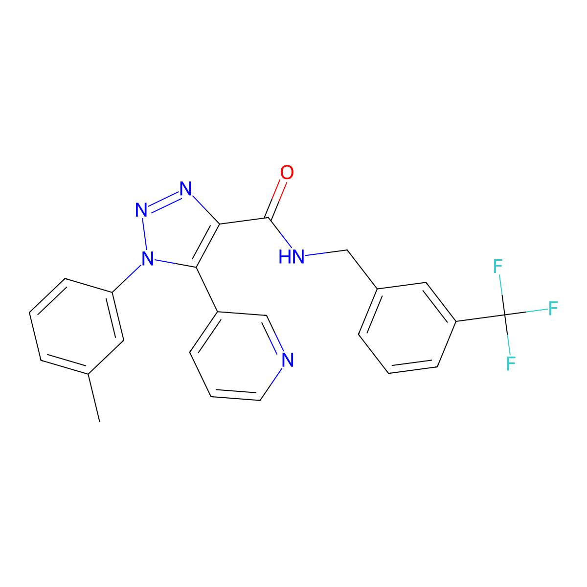5-(pyridin-3-yl)-1-(m-tolyl)-N-(3-(trifluoromethyl)benzyl)-1H-1,2,3-triazole-4-carboxamide molecular structure, CAS 1251566-40-1