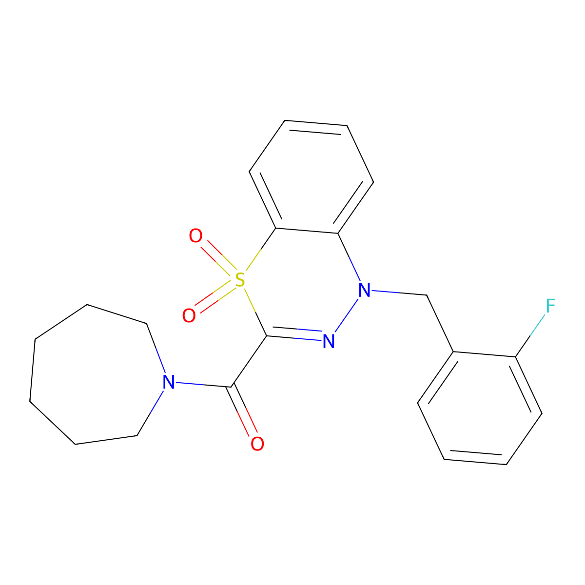 3-(azepane-1-carbonyl)-1-[(2-fluorophenyl)methyl]-1H-4lambda6,1,2-benzothiadiazine-4,4-dione molecular structure, CAS 1251566-52-5