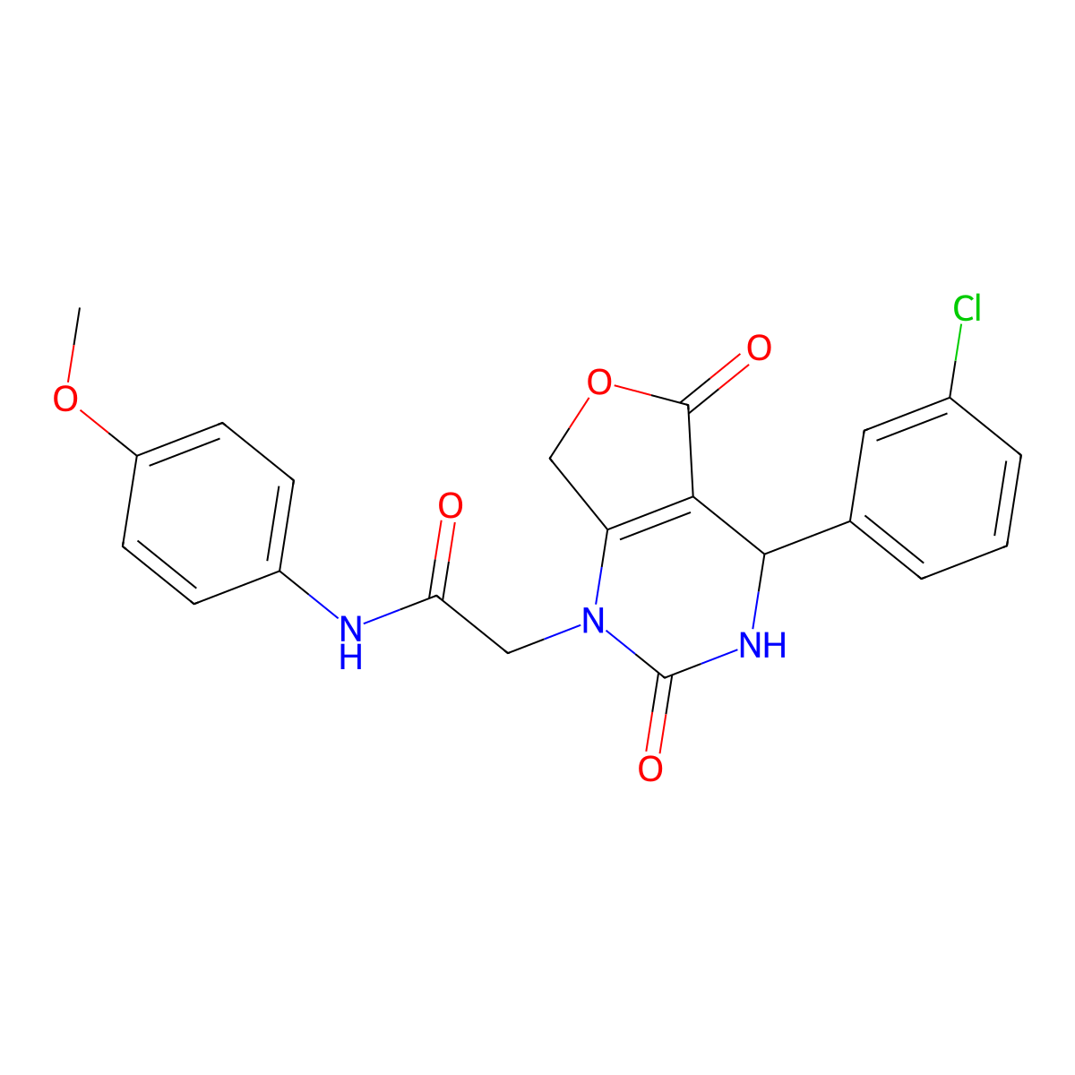 2-(4-(3-chlorophenyl)-2,5-dioxo-3,4-dihydrofuro[3,4-d]pyrimidin-1(2H,5H,7H)-yl)-N-(4-methoxyphenyl)acetamide molecular structure, CAS 1251566-56-9