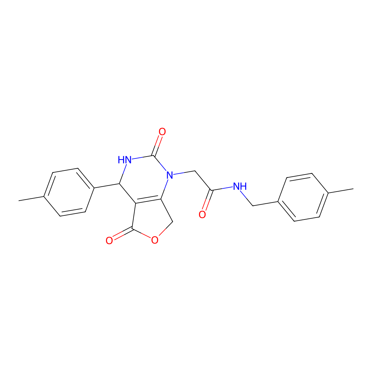2-(2,5-dioxo-4-(p-tolyl)-3,4-dihydrofuro[3,4-d]pyrimidin-1(2H,5H,7H)-yl)-N-(4-methylbenzyl)acetamide molecular structure, CAS 1251566-61-6