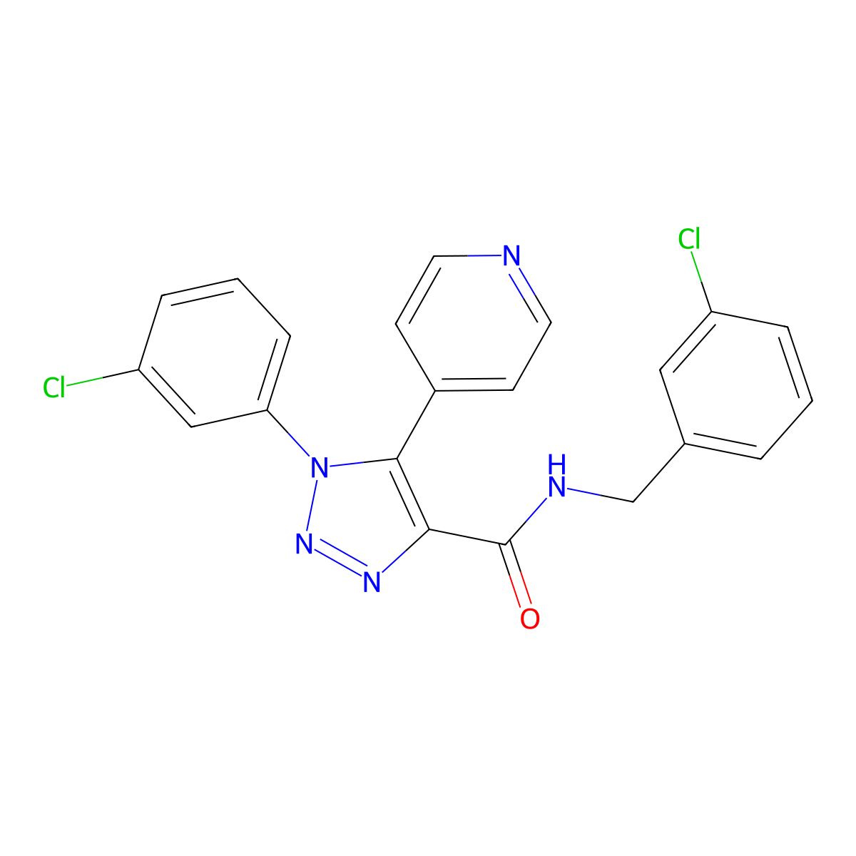 1-(3-chlorophenyl)-N-[(3-chlorophenyl)methyl]-5-(pyridin-4-yl)-1H-1,2,3-triazole-4-carboxamide molecular structure, CAS 1251566-62-7