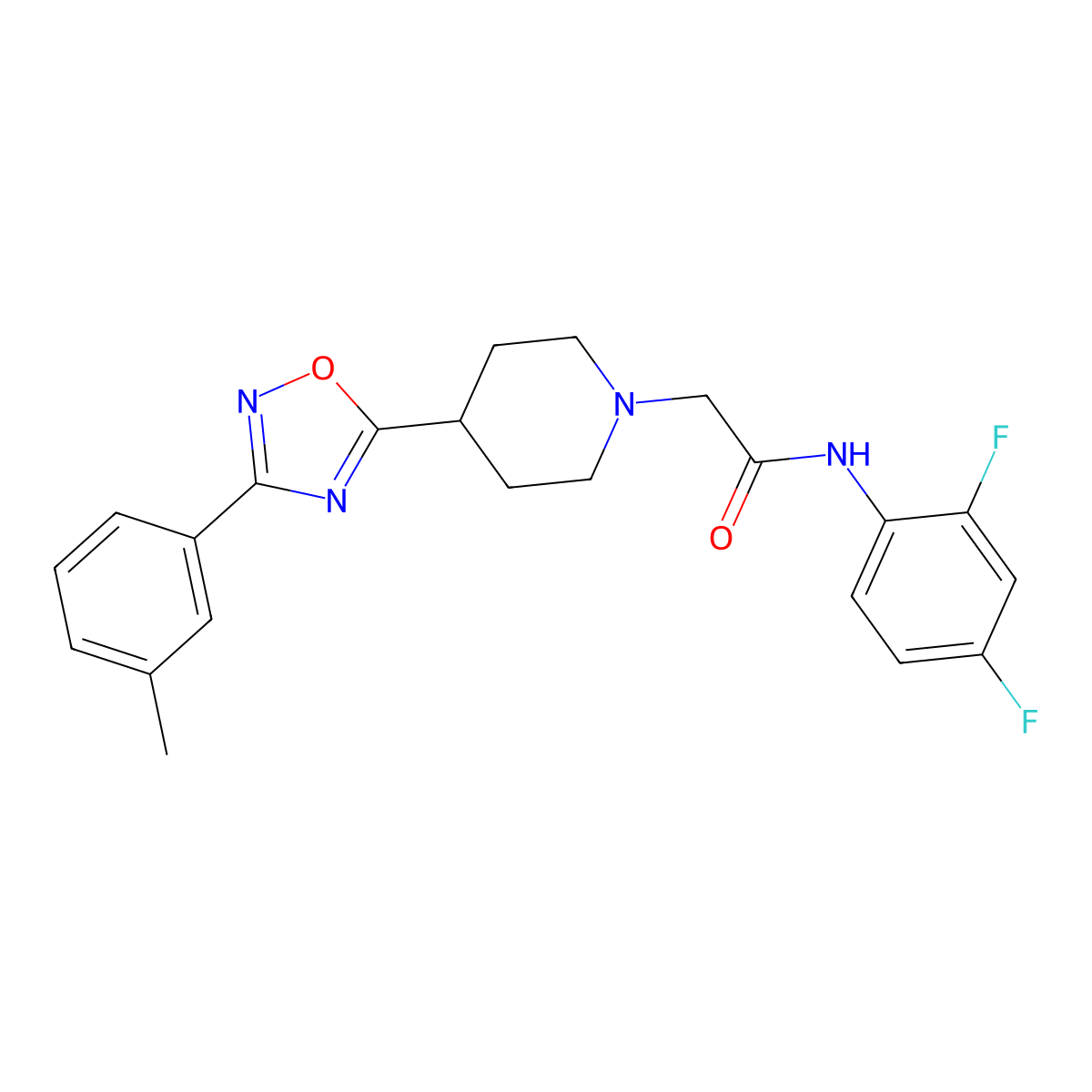 N-(2,4-difluorophenyl)-2-{4-[3-(3-methylphenyl)-1,2,4-oxadiazol-5-yl]piperidin-1-yl}acetamide molecular structure, CAS 1251567-83-5