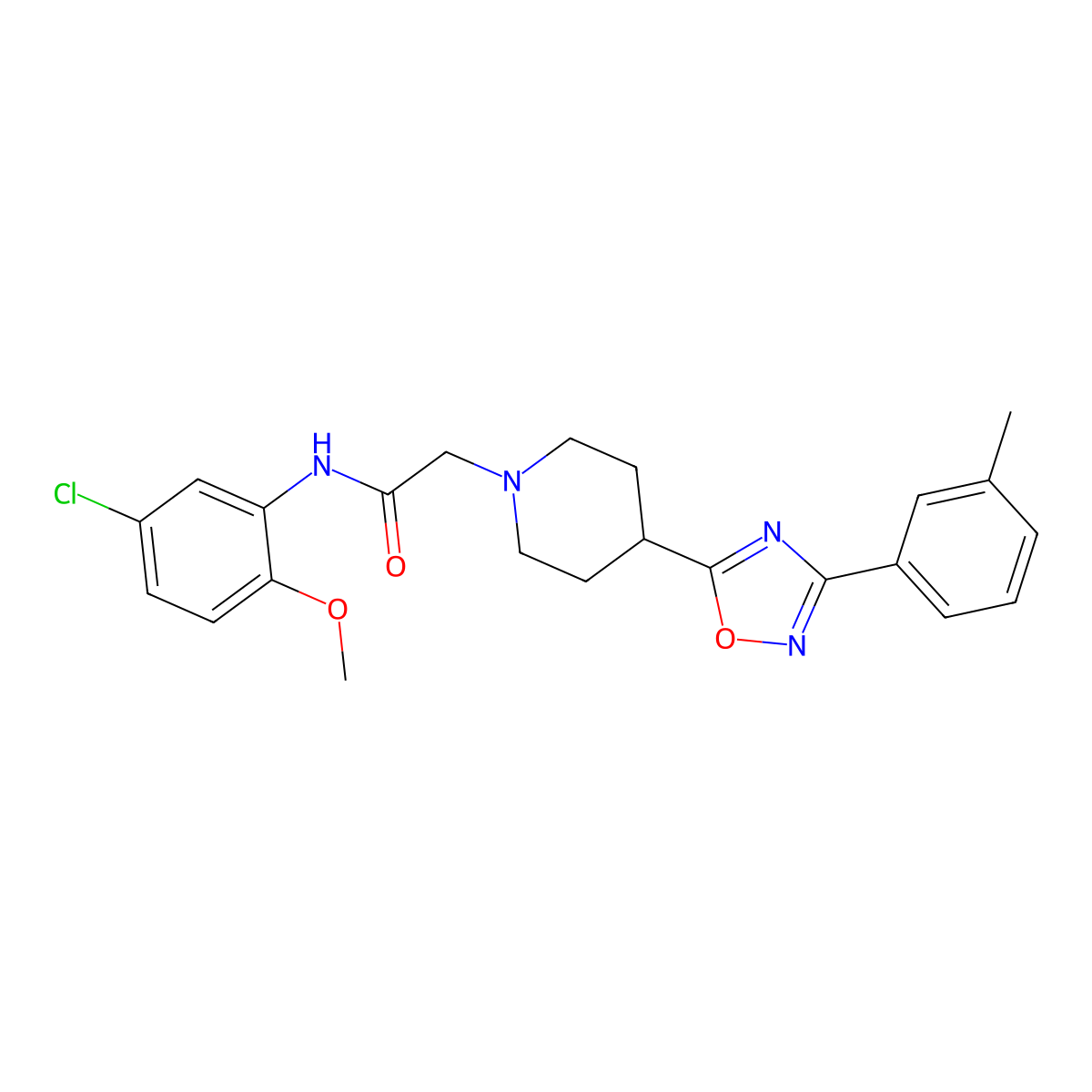 N-(5-chloro-2-methoxyphenyl)-2-(4-(3-(m-tolyl)-1,2,4-oxadiazol-5-yl)piperidin-1-yl)acetamide molecular structure, CAS 1251567-86-8