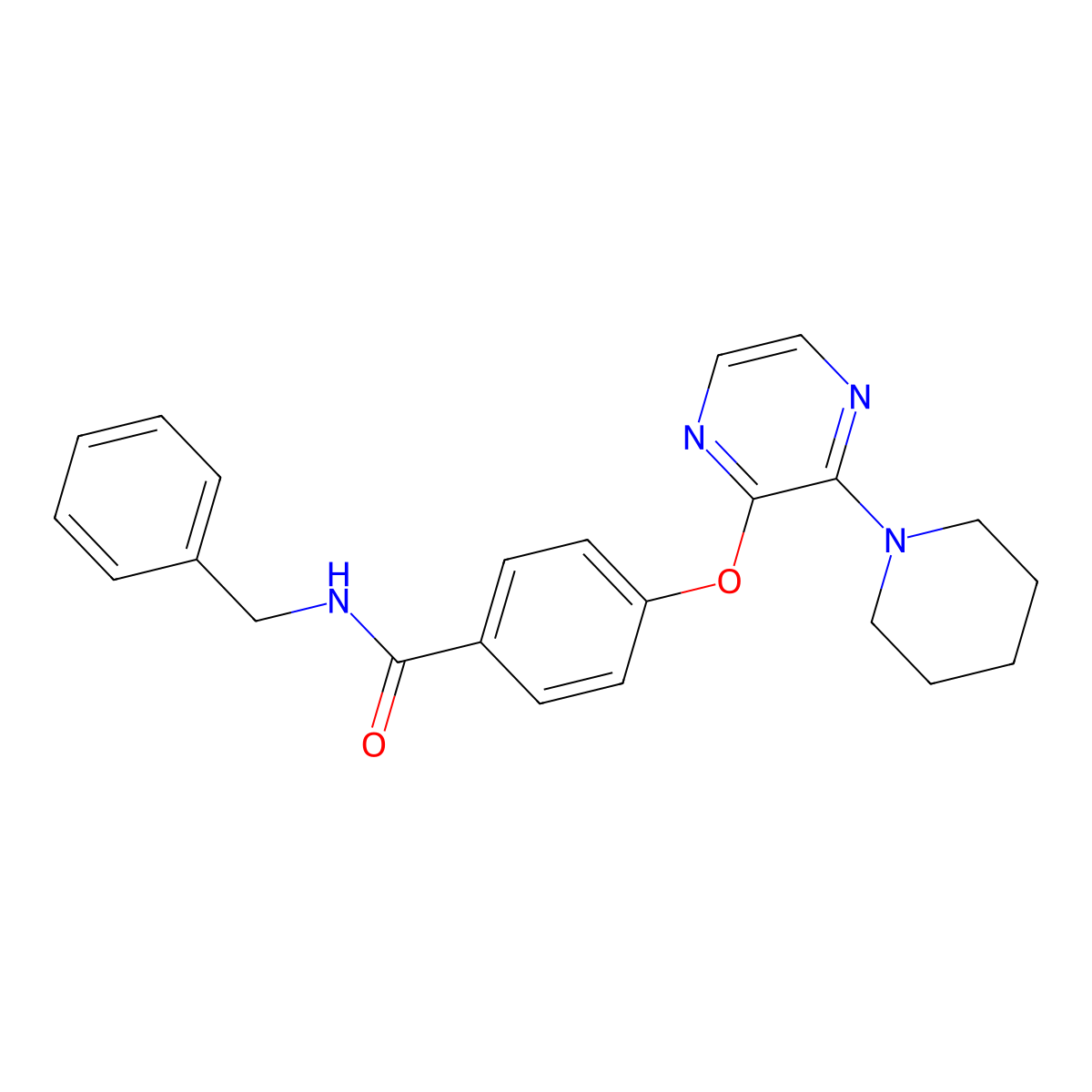 N-benzyl-4-{[3-(piperidin-1-yl)pyrazin-2-yl]oxy}benzamide molecular structure, CAS 1251567-89-1