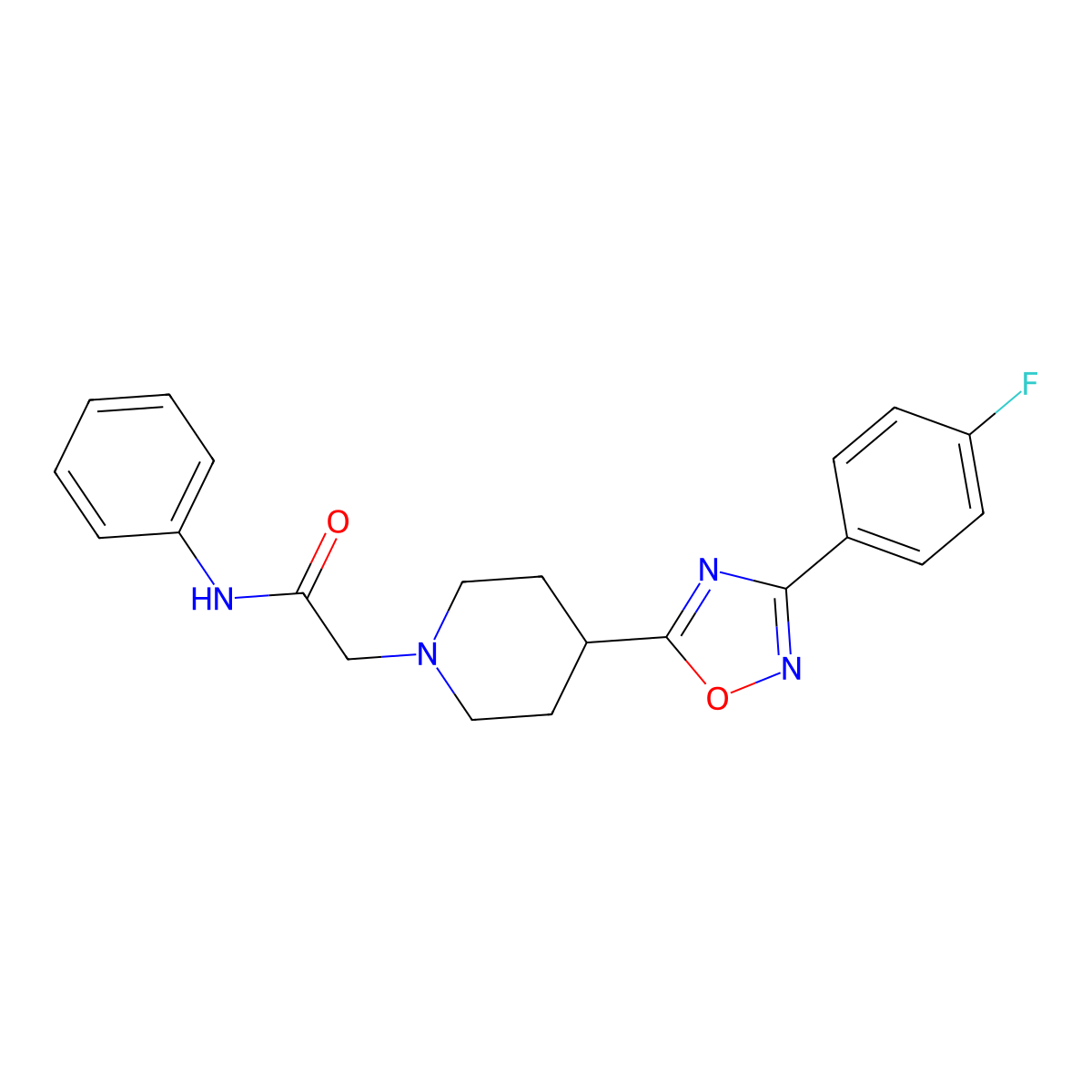2-(4-(3-(4-fluorophenyl)-1,2,4-oxadiazol-5-yl)piperidin-1-yl)-N-phenylacetamide molecular structure, CAS 1251567-94-8