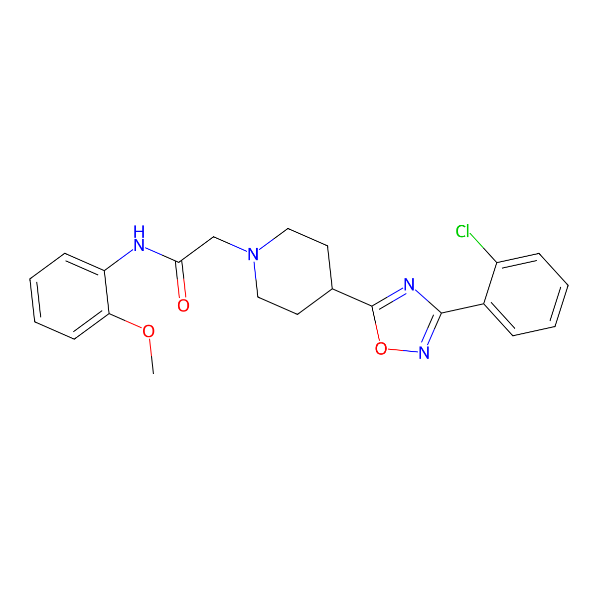 2-{4-[3-(2-chlorophenyl)-1,2,4-oxadiazol-5-yl]piperidin-1-yl}-N-(2-methoxyphenyl)acetamide molecular structure, CAS 1251568-05-4