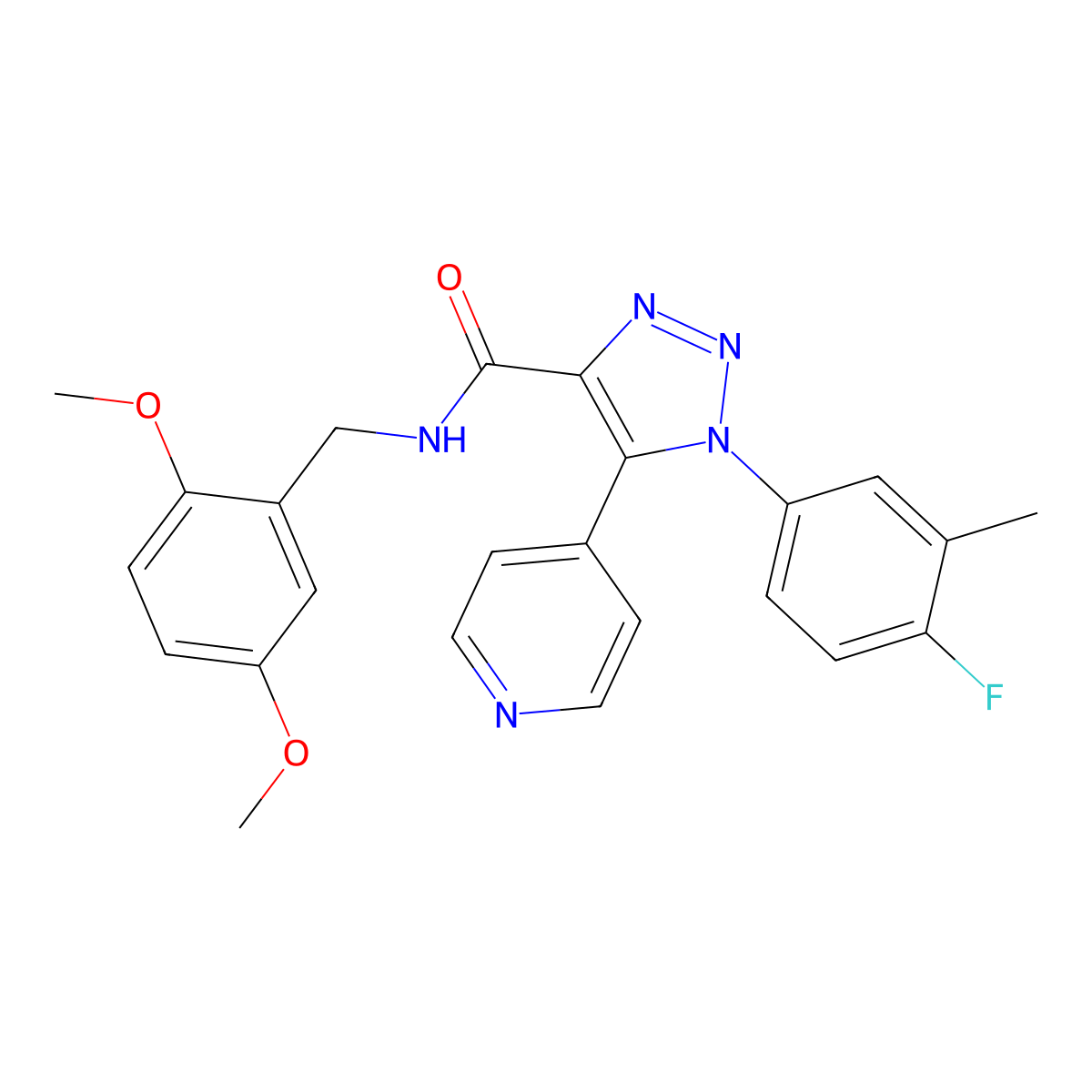 N-[(2,5-dimethoxyphenyl)methyl]-1-(4-fluoro-3-methylphenyl)-5-(pyridin-4-yl)-1H-1,2,3-triazole-4-carboxamide molecular structure, CAS 1251568-21-4