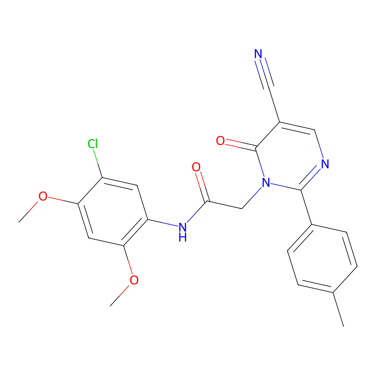 N-(5-chloro-2,4-dimethoxyphenyl)-2-(5-cyano-6-oxo-2-(p-tolyl)pyrimidin-1(6H)-yl)acetamide molecular structure, CAS 1251568-44-1