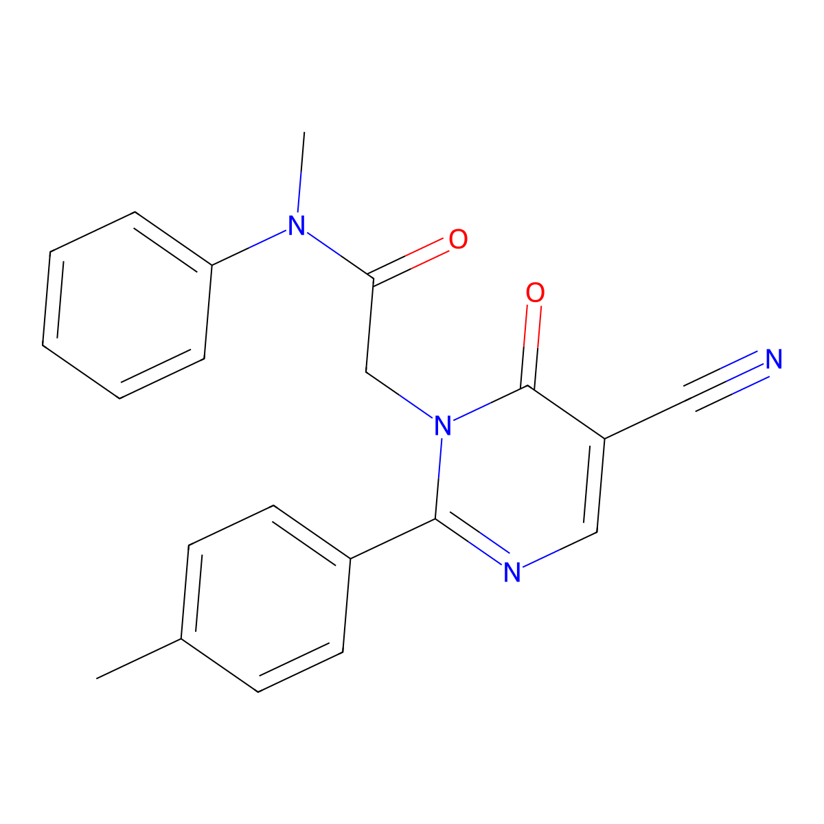 2-(5-cyano-6-oxo-2-(p-tolyl)pyrimidin-1(6H)-yl)-N-methyl-N-phenylacetamide molecular structure, CAS 1251568-45-2