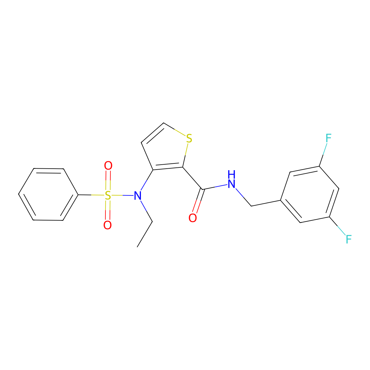 N-[(3,5-difluorophenyl)methyl]-3-(N-ethylbenzenesulfonamido)thiophene-2-carboxamide molecular structure, CAS 1251568-52-1