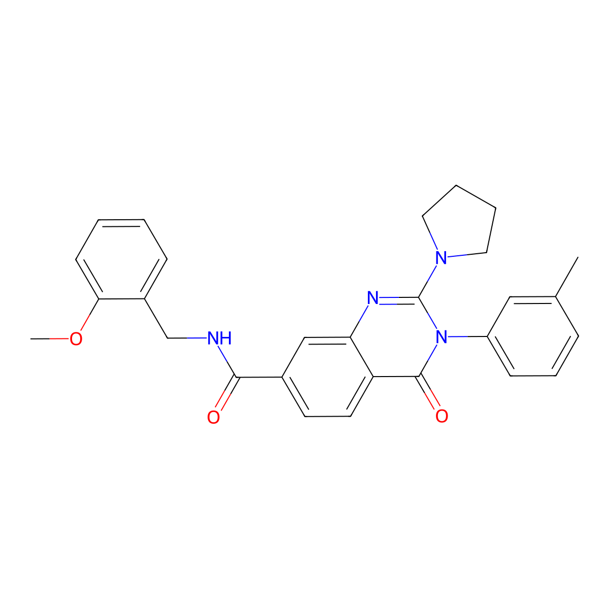 N-[(2-methoxyphenyl)methyl]-3-(3-methylphenyl)-4-oxo-2-(pyrrolidin-1-yl)-3,4-dihydroquinazoline-7-carboxamide molecular structure, CAS 1251568-61-2