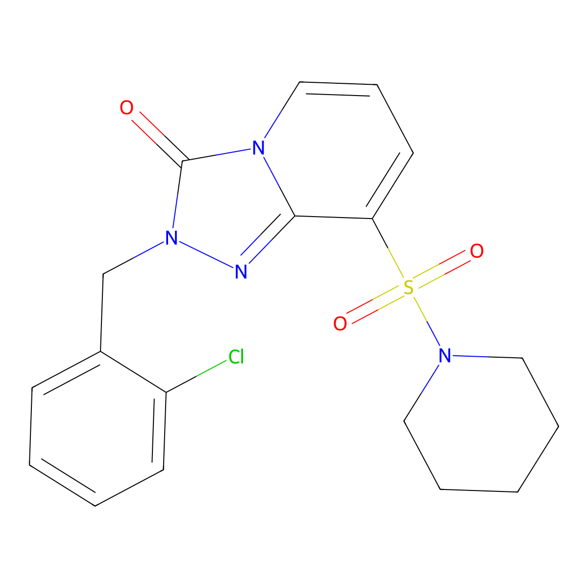 2-(2-chlorobenzyl)-8-(piperidin-1-ylsulfonyl)-[1,2,4]triazolo[4,3-a]pyridin-3(2H)-one molecular structure, CAS 1251568-65-6
