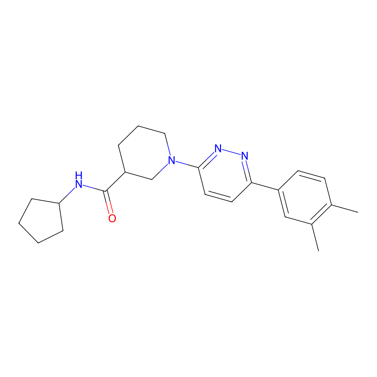 N-cyclopentyl-1-[6-(3,4-dimethylphenyl)pyridazin-3-yl]piperidine-3-carboxamide molecular structure, CAS 1251568-66-7