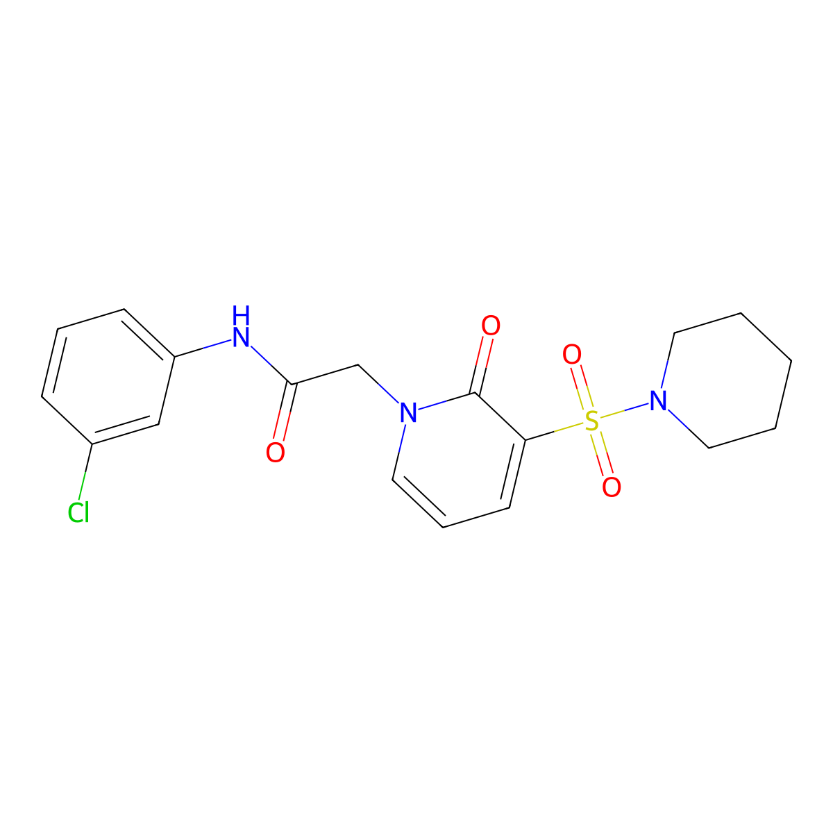 N-(3-chlorophenyl)-2-(2-oxo-3-(piperidin-1-ylsulfonyl)pyridin-1(2H)-yl)acetamide molecular structure, CAS 1251568-68-9