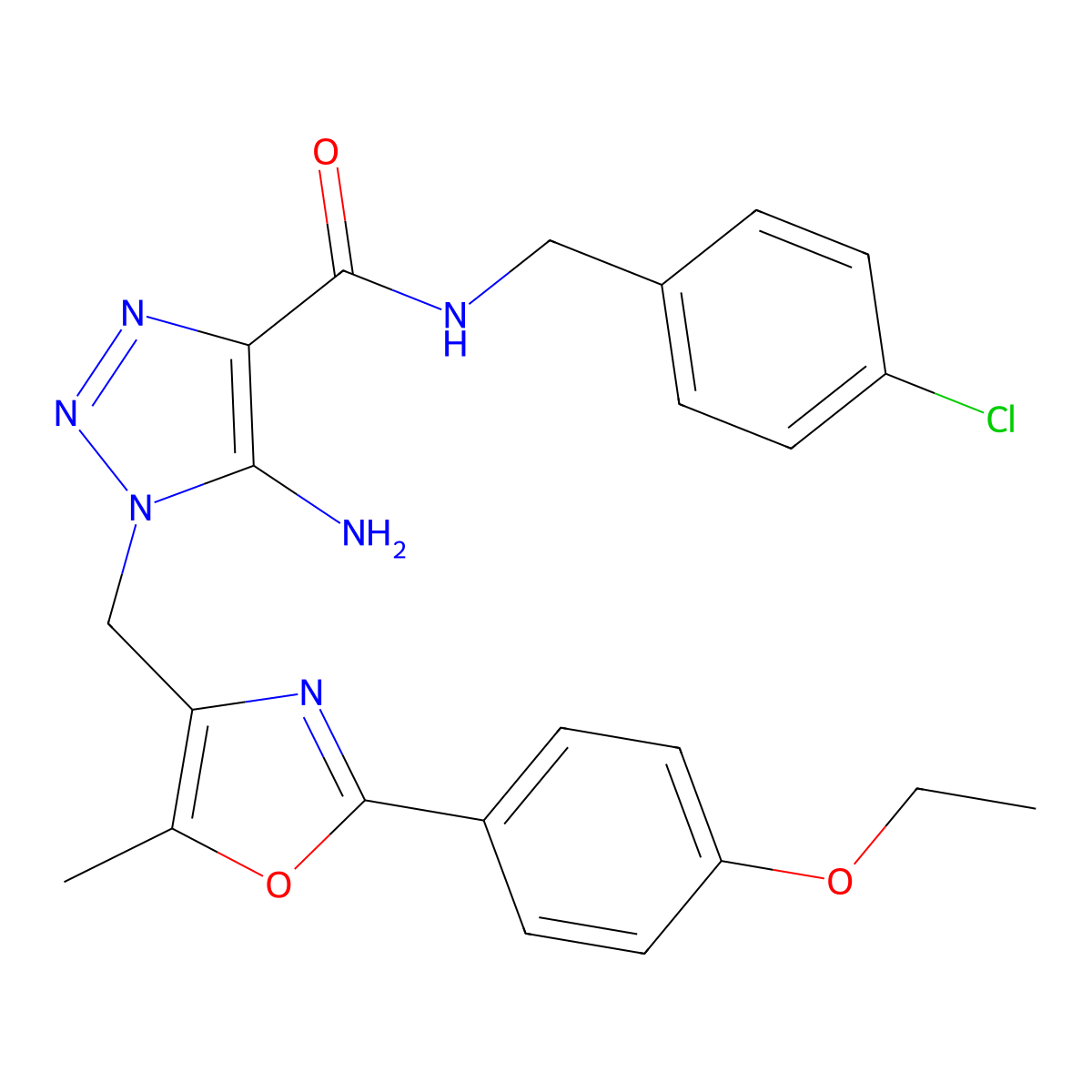 5-amino-N-(4-chlorobenzyl)-1-{[2-(4-ethoxyphenyl)-5-methyl-1,3-oxazol-4-yl]methyl}-1H-1,2,3-triazole-4-carboxamide molecular structure, CAS 1251568-73-6